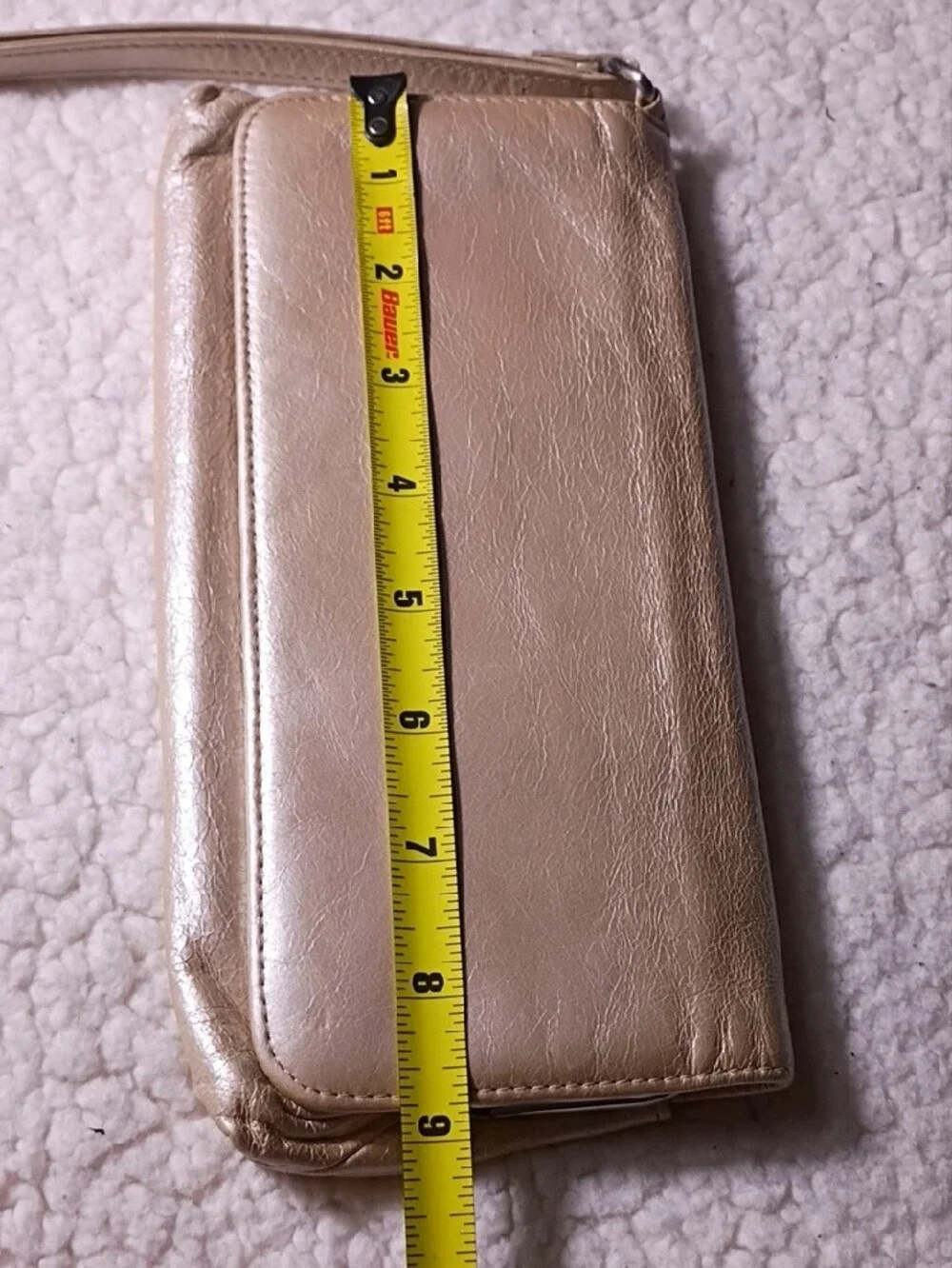HOBO Metallic Gold Leather Wristlet Clutch